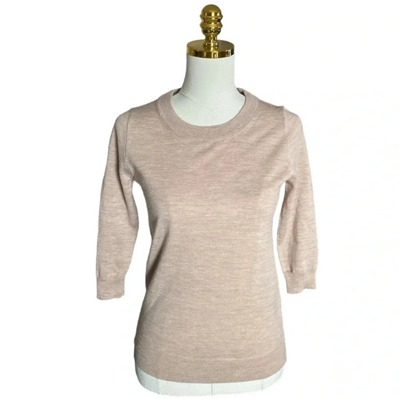 J CREW | Crewneck Merino Wool Elbow Sleeve Lightweight Pullover Sweater Size XS - Picture 1 of 8